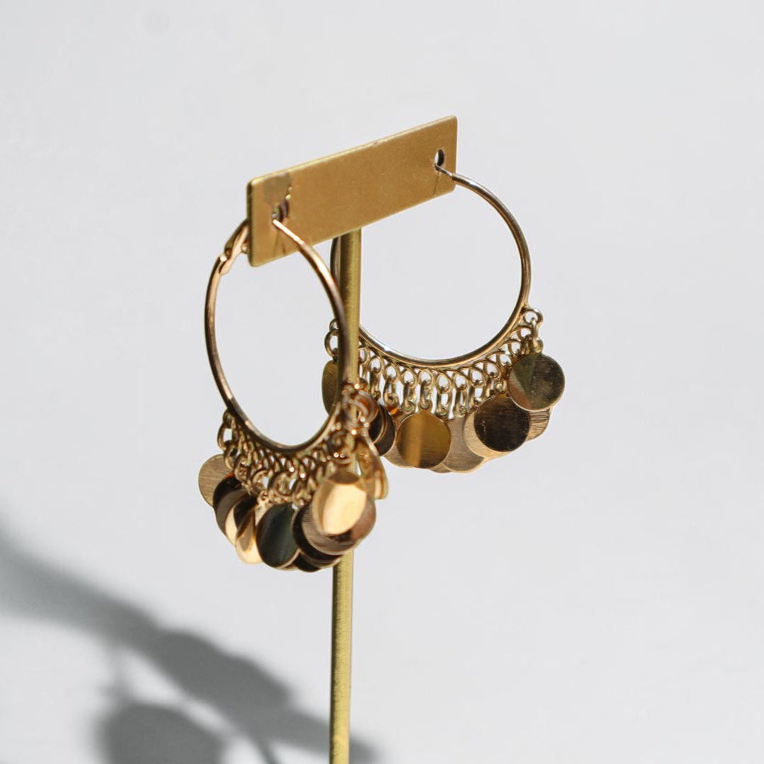 Golden 2000's Coin Hoop Earrings