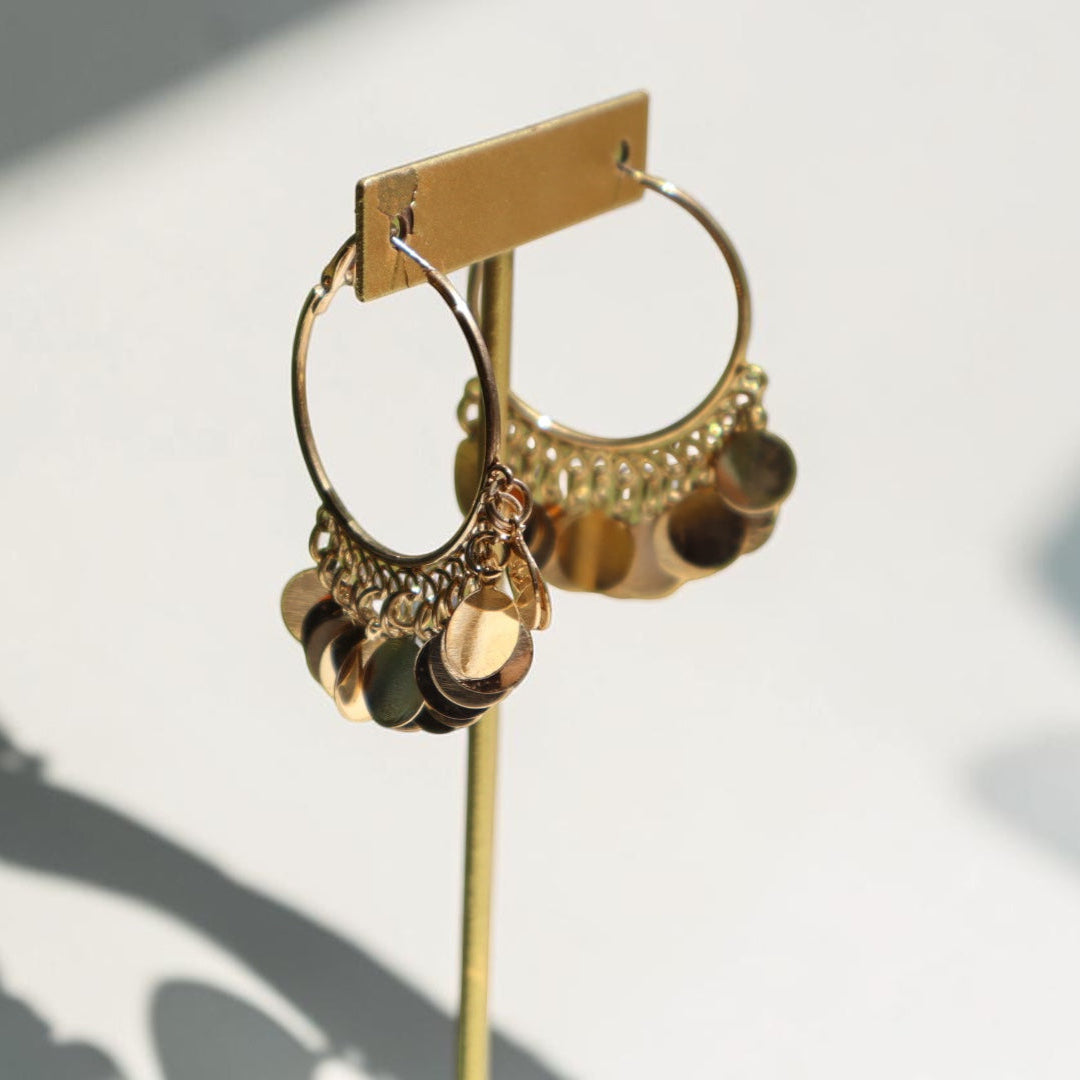 Golden 2000's Coin Hoop Earrings
