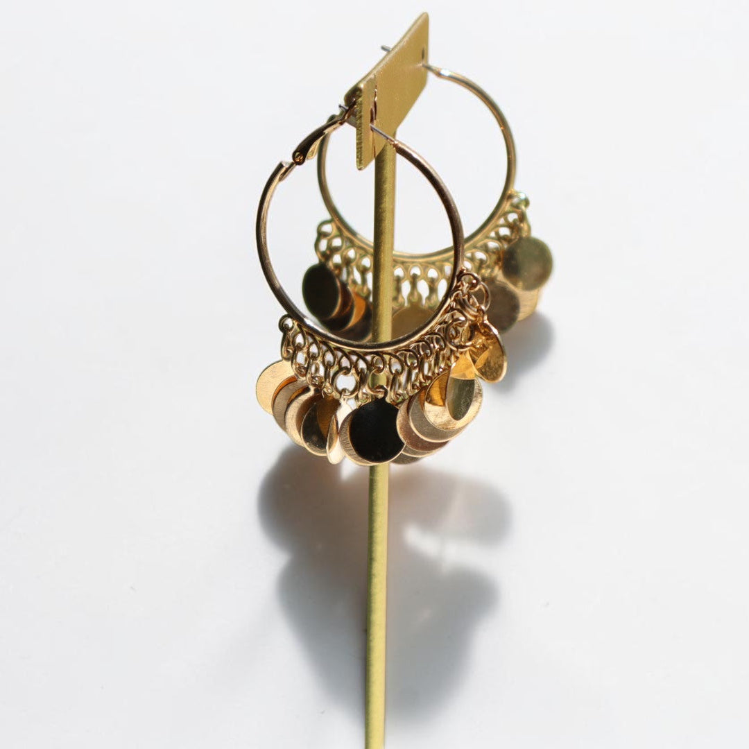 Golden 2000's Coin Hoop Earrings