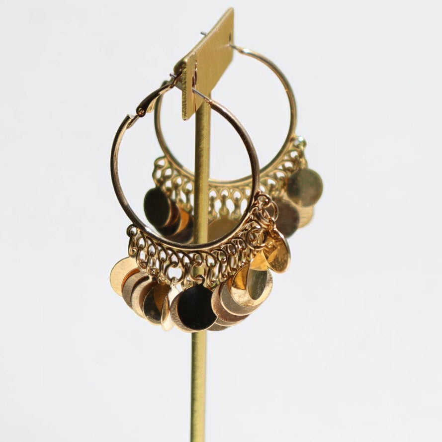 Golden 2000's Coin Hoop Earrings