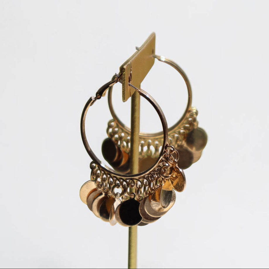 Golden 2000's Coin Hoop Earrings