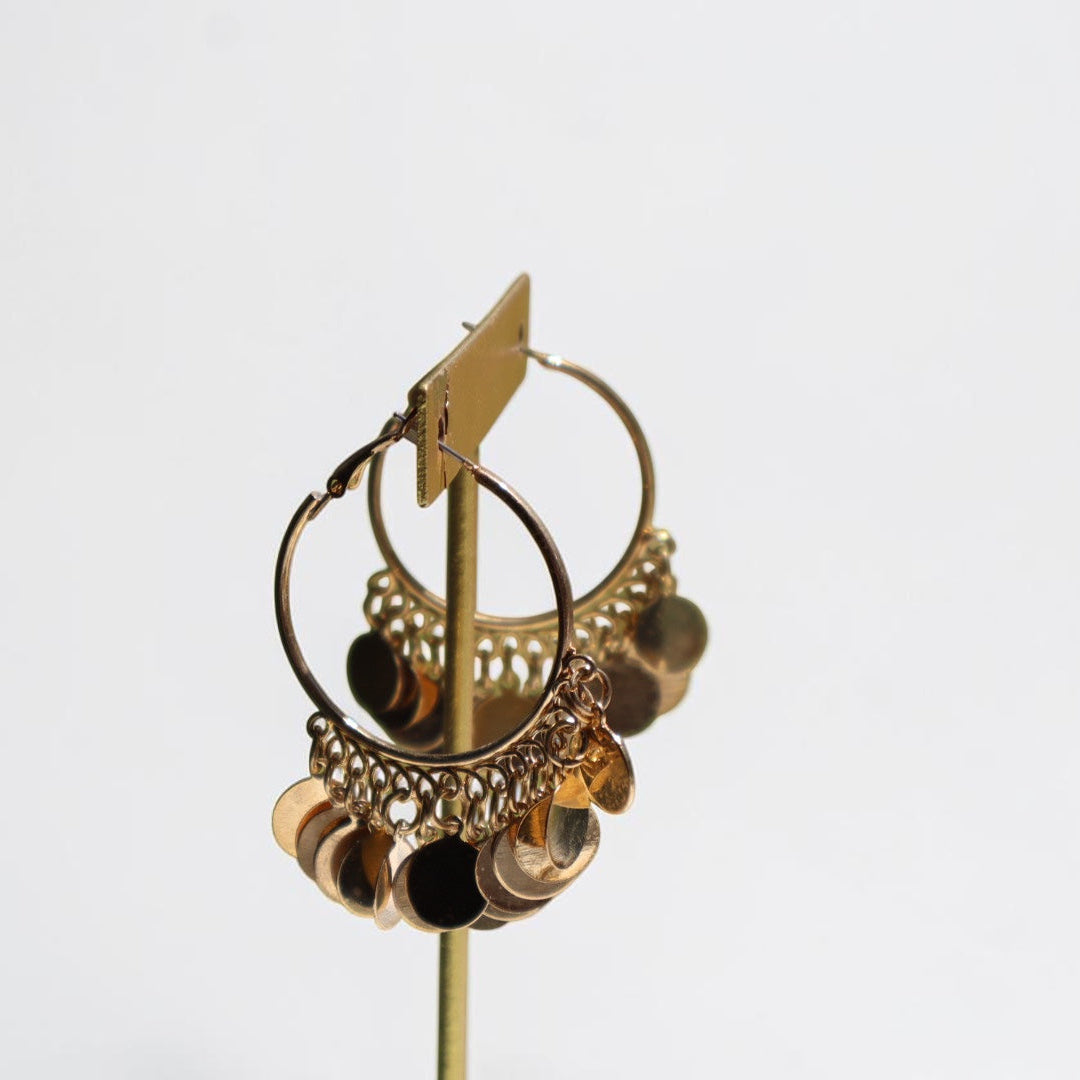 Golden 2000's Coin Hoop Earrings