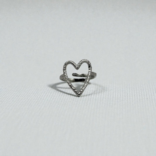 Open Heart Statement Ring – Silver