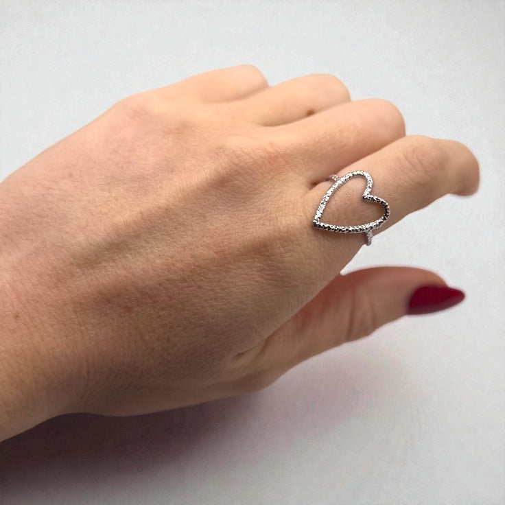Open Heart Statement Ring – Silver