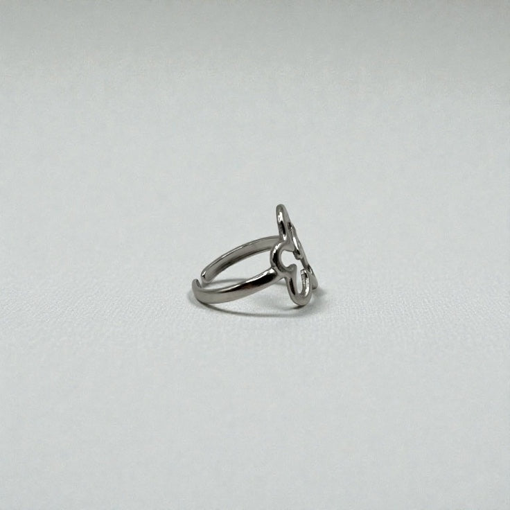 Silver flower Outline Ring- Silver