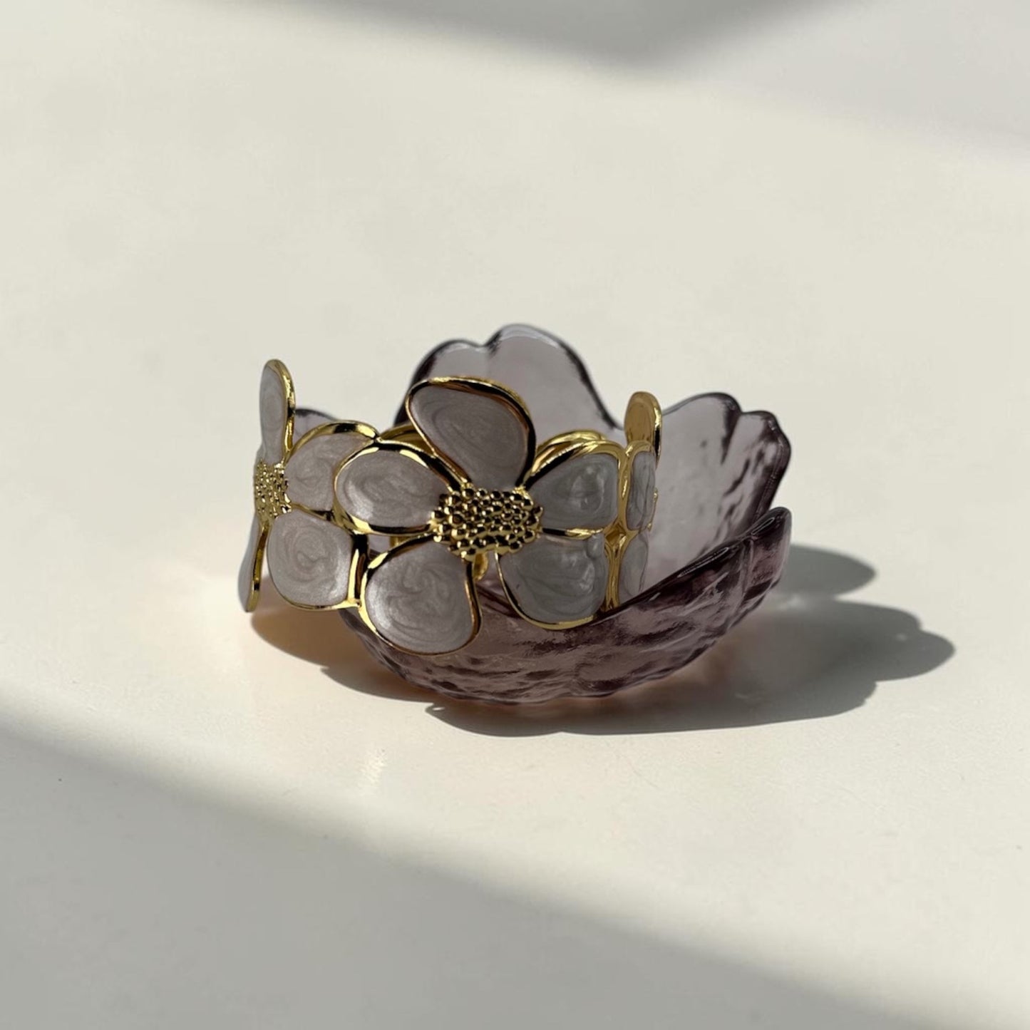 Ivory Daisy Bloom Cuff 18k Gold Plated