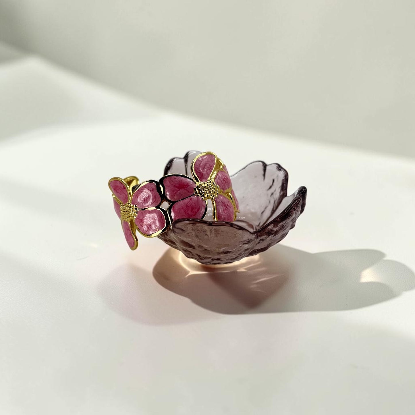 Pink Petal Daisy Bloom Cuff 18k Gold Plated