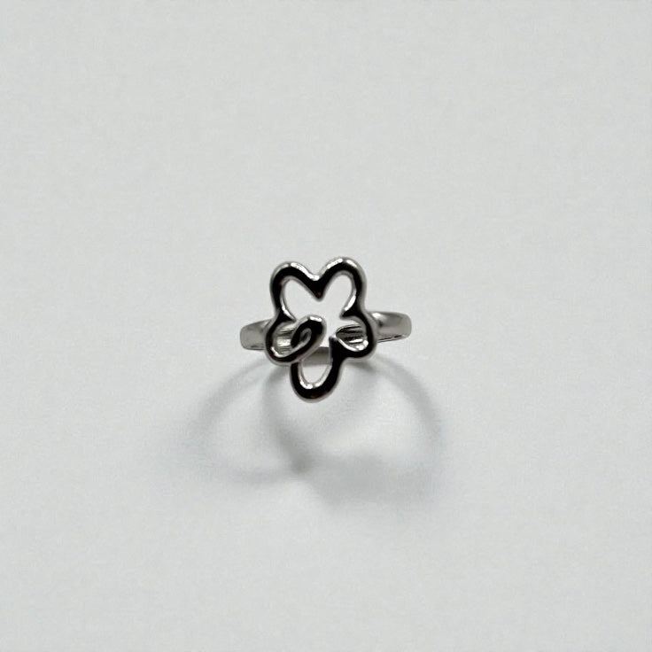Silver flower Outline Ring- Silver
