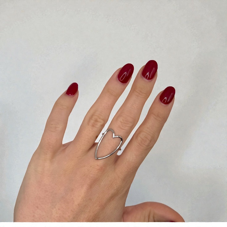 Minimal Open Heart Ring – Silver