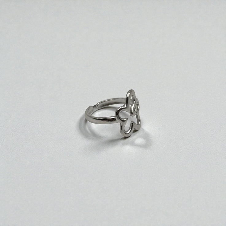 Silver flower Outline Ring- Silver